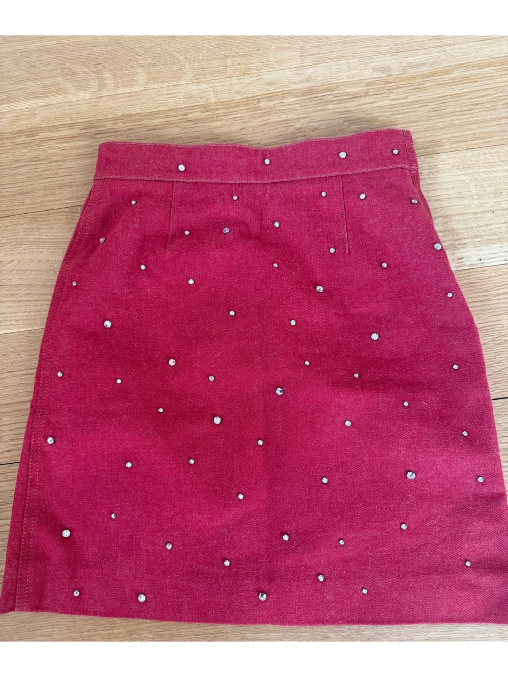 Miu Miu Red Embellished Mini Skirt
